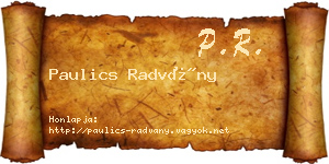 Paulics Radvány névjegykártya